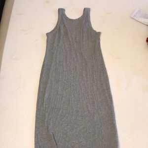 Grey ribbed knit midi dress